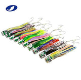 OCEAN CAT Set of 10 Pcs Offshore Big Game Trolling Lure for Marlin Tuna Mahi Dolphin Durado Wahoo Trolling Lures Free Mesh Bag (Mixed - Crystal Head - 10pcs)