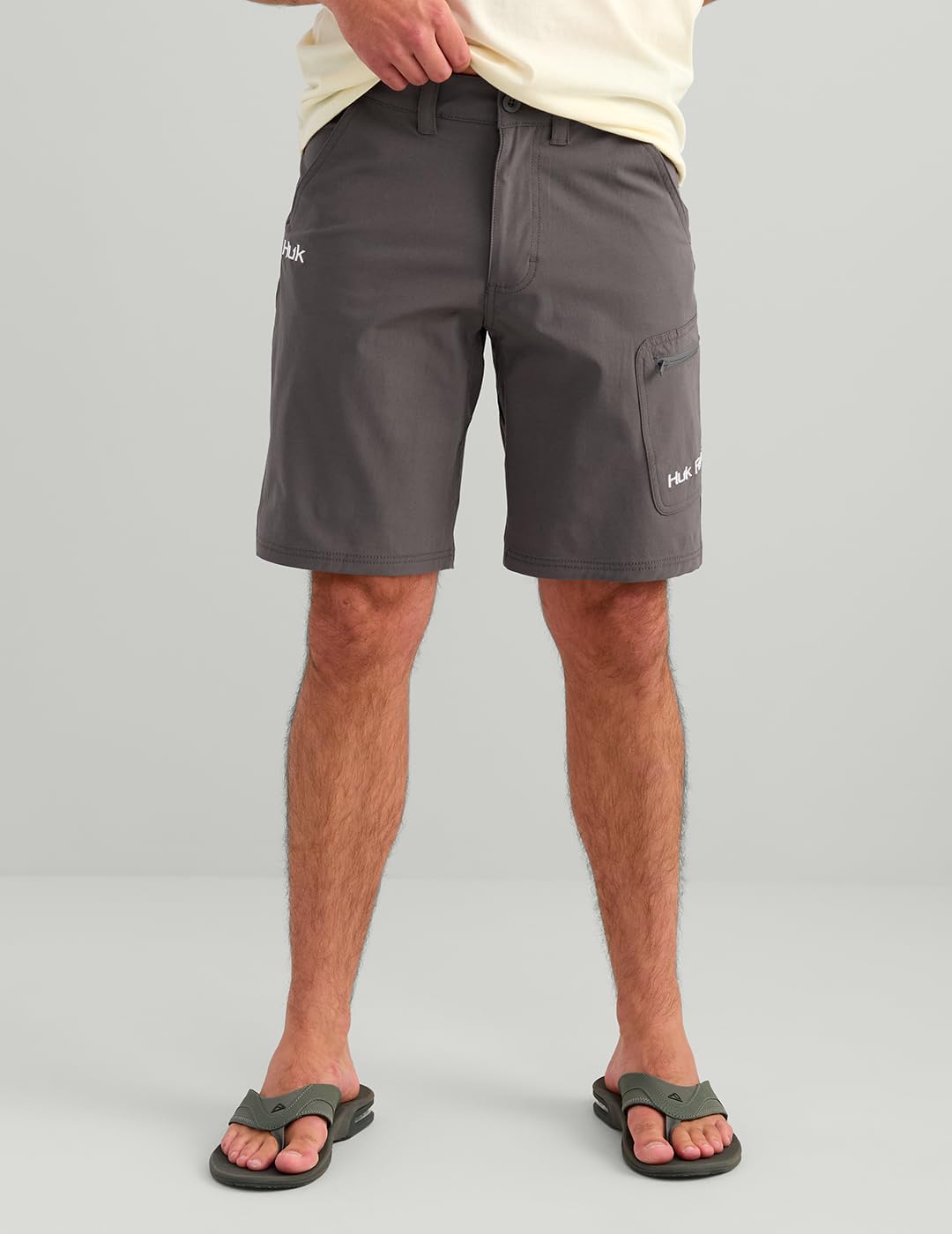 Huk Men's Standard Next Level Quick-Drying Performance Fishing Shorts, Charcoal-10.5", XX-Large