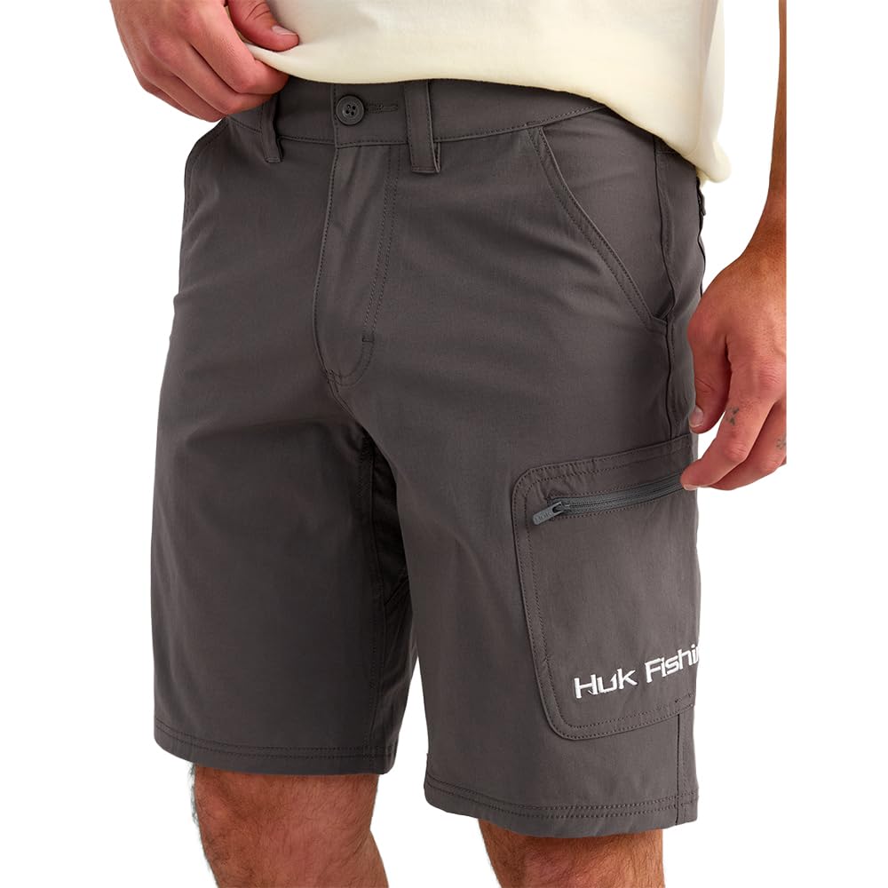 Huk Men's Standard Next Level Quick-Drying Performance Fishing Shorts, Charcoal-10.5", XX-Large