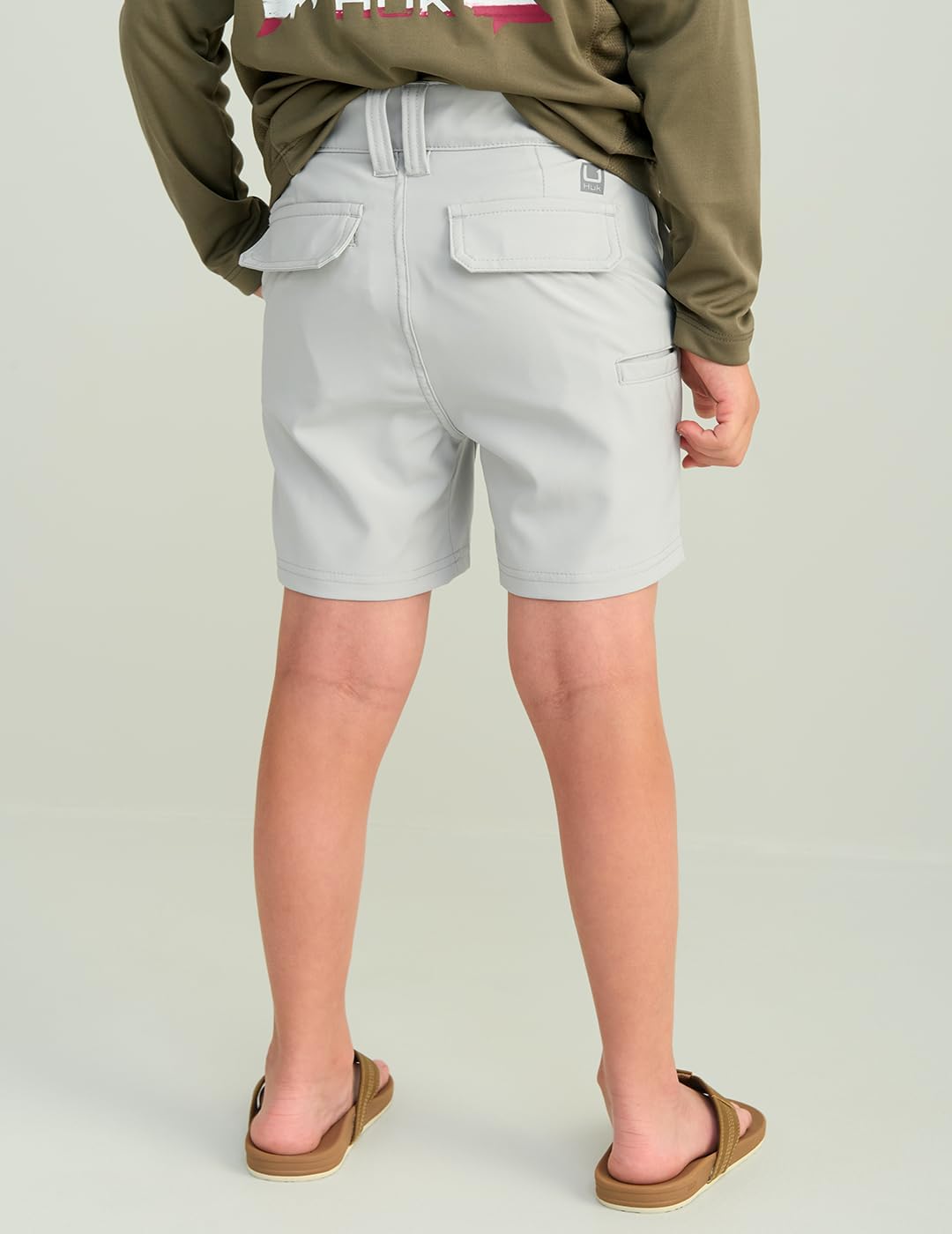 HUK Youth Pursuit 6" Short, Quick-Dry Fishing Shorts for Kids, Harbor Mist, Large