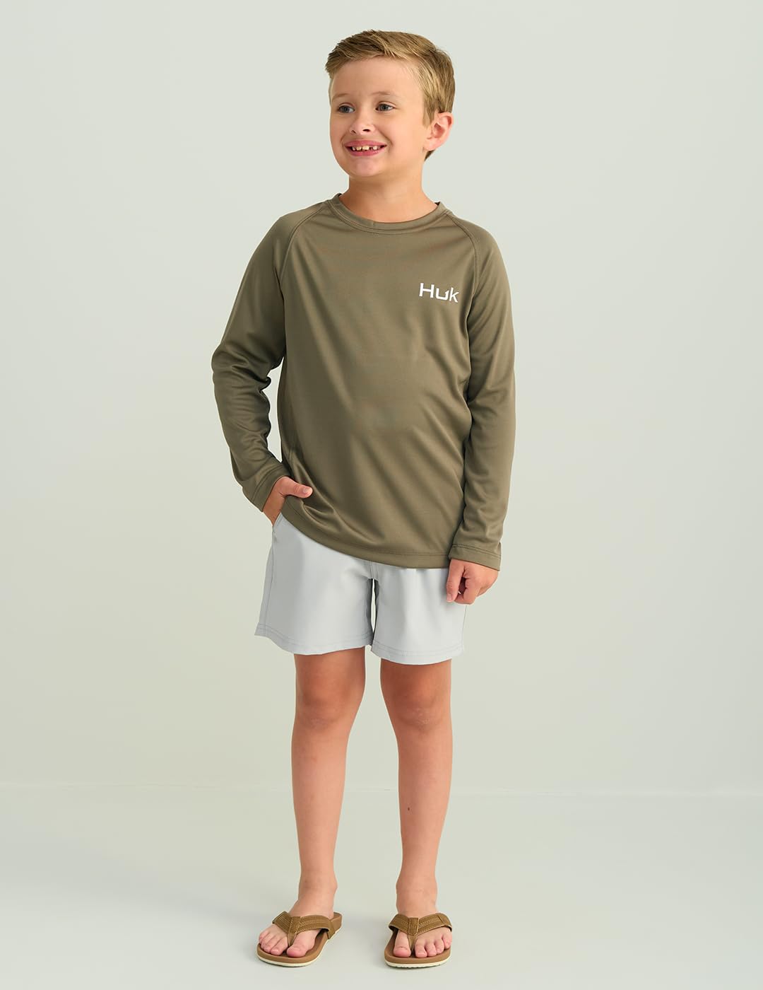 HUK Youth Pursuit 6" Short, Quick-Dry Fishing Shorts for Kids, Harbor Mist, Large