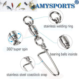 AMYSPORTS High Strength Ball Bearing Swivels - Saltwater & Freshwater Corrosion Resistance Barrel Swivels 25pcs, 18lbs