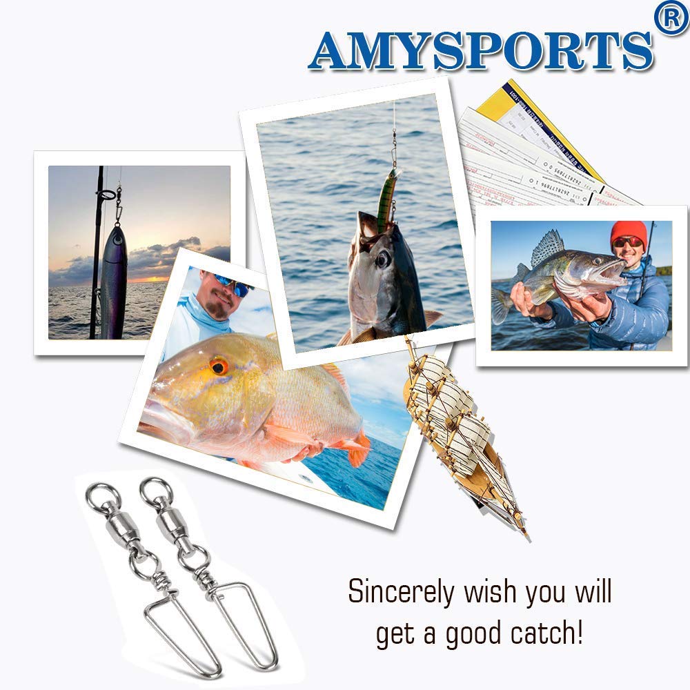 AMYSPORTS High Strength Ball Bearing Swivels - Saltwater & Freshwater Corrosion Resistance Barrel Swivels 25pcs, 18lbs