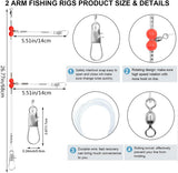 YOTO Fishing Leaders,Saltwater Tackle Rig with Swivels Snap, High-Strength Fishing Wire Gear Equipment for Lures Bait Or Hooks,1Arm and 2Arm