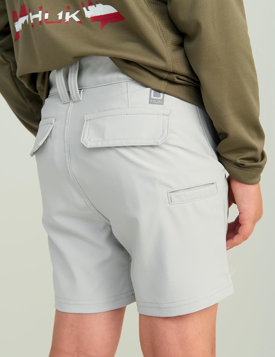HUK Youth Pursuit 6" Short, Quick-Dry Fishing Shorts for Kids, Harbor Mist, Large