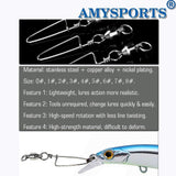 AMYSPORTS High Strength Ball Bearing Swivels - Saltwater & Freshwater Corrosion Resistance Barrel Swivels 25pcs, 18lbs