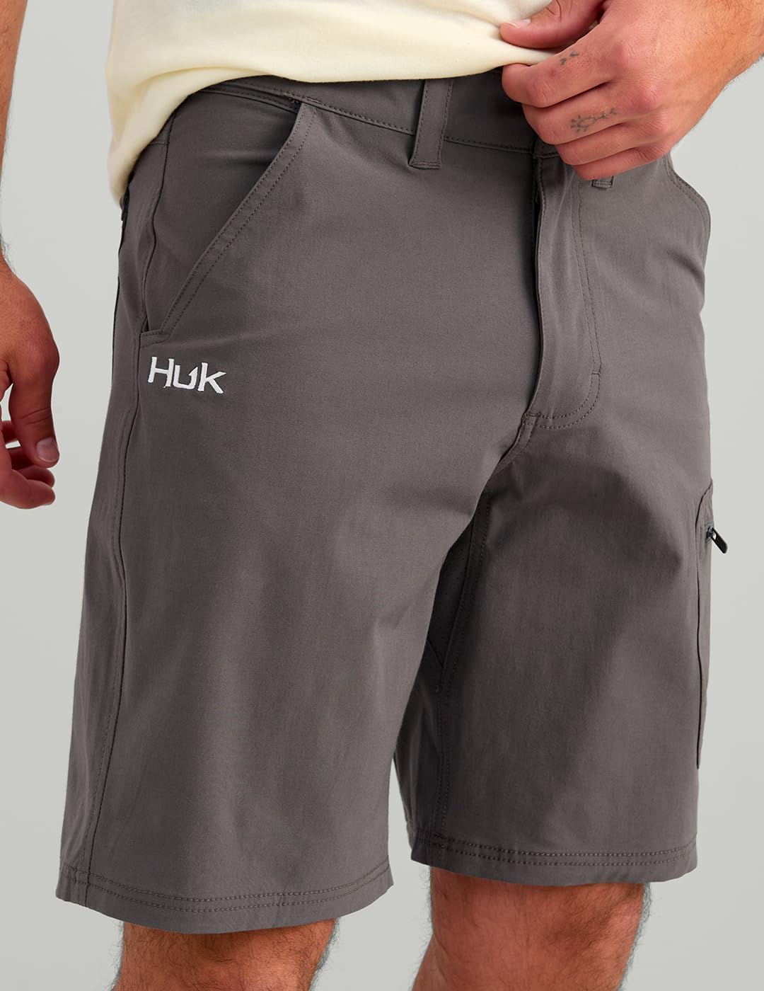 Huk Men's Standard Next Level Quick-Drying Performance Fishing Shorts, Charcoal-10.5", XX-Large