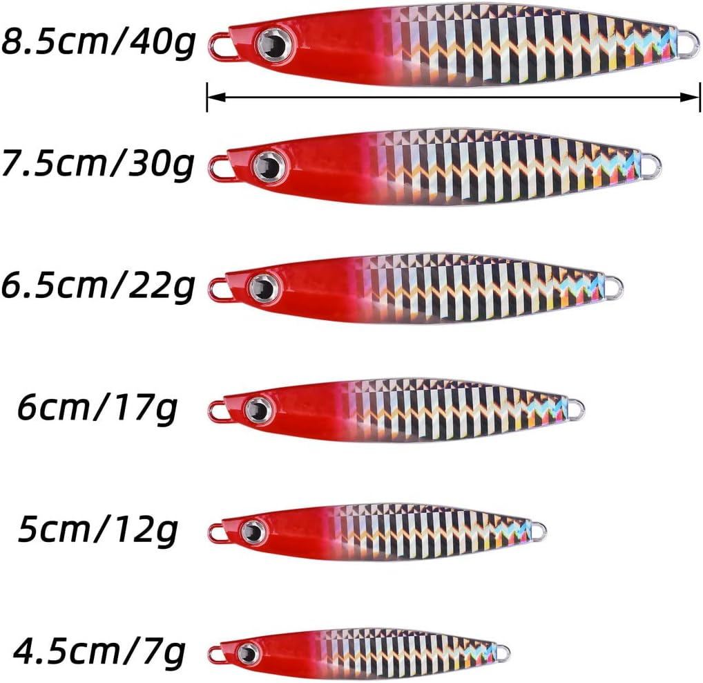 Aorace 12pcs 40g 8.5cm Metal Jigs Saltwater Fishing Lures Jigging Spoon Lures Kit for Long Casting Surf Fishing Slow Vertical Casting Artificial Lead Jigs Assortment for Bass Sea Trout
