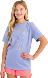 HUK Kids Short Sleeve Performance Tee, Kids Fishing T-Shirt, Seahorse - Lightning Sky, Large