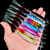 Aorace 12pcs 40g 8.5cm Metal Jigs Saltwater Fishing Lures Jigging Spoon Lures Kit for Long Casting Surf Fishing Slow Vertical Casting Artificial Lead Jigs Assortment for Bass Sea Trout