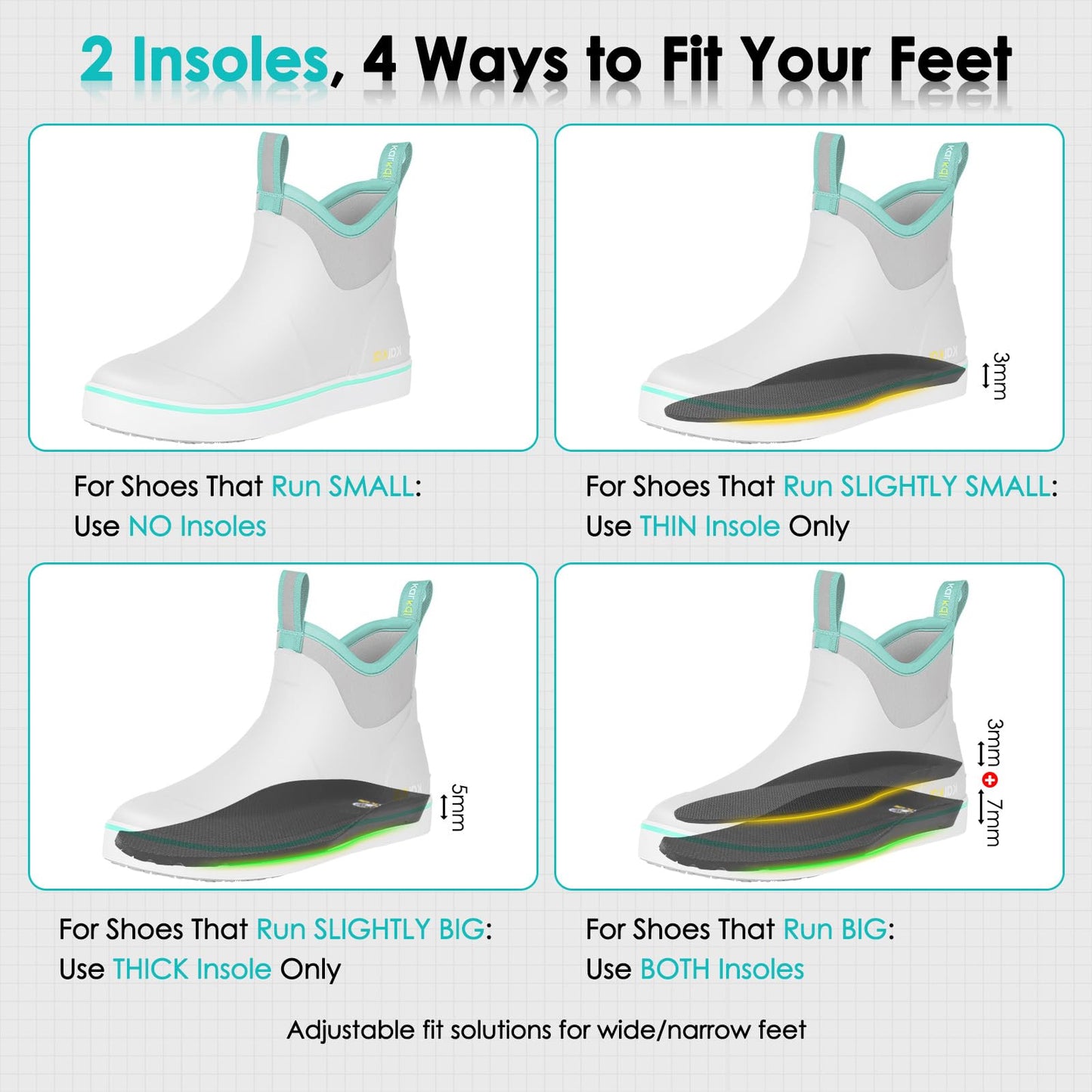 Kalkal Women's Deck Boots, Waterproof Ankle Rain Boots Fishing Boots with High Traction, Women's Rubber Boots For Gardening Fishing Boating Camping(Grey,Size8)