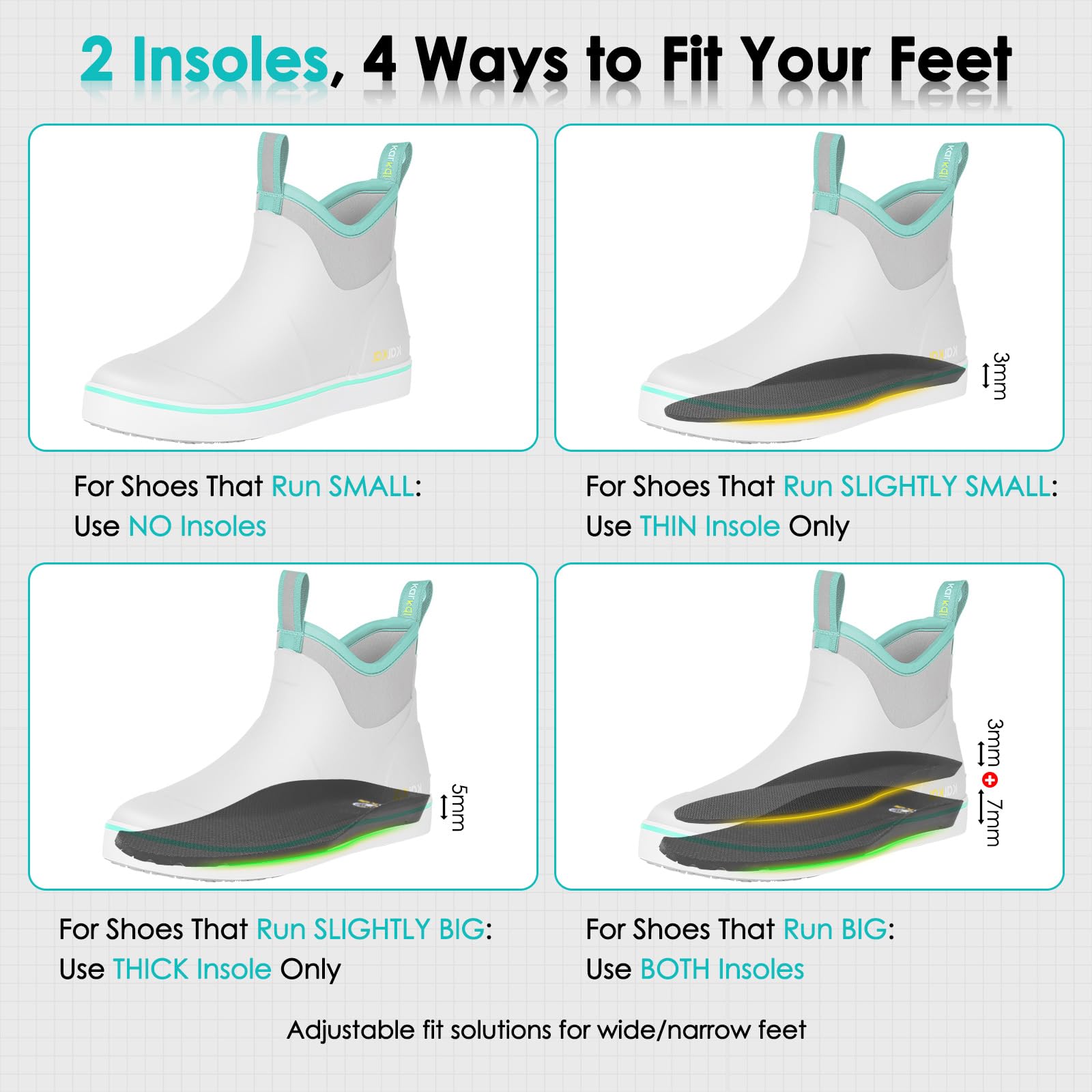 Kalkal Women's Deck Boots, Waterproof Ankle Rain Boots Fishing Boots with High Traction, Women's Rubber Boots For Gardening Fishing Boating Camping(Grey,Size8)