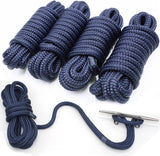 INNOCEDEAR 4 Pack 1/2” X 15’ Dock Lines|Marine-Grade Double-Braided Nylon Dock Line with 12” Eyelet.Hi-Performance Boat Rope Mooring Rope Dock Line Navy Blue