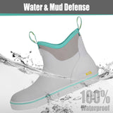 Kalkal Women's Deck Boots, Waterproof Ankle Rain Boots Fishing Boots with High Traction, Women's Rubber Boots For Gardening Fishing Boating Camping(Grey,Size8)