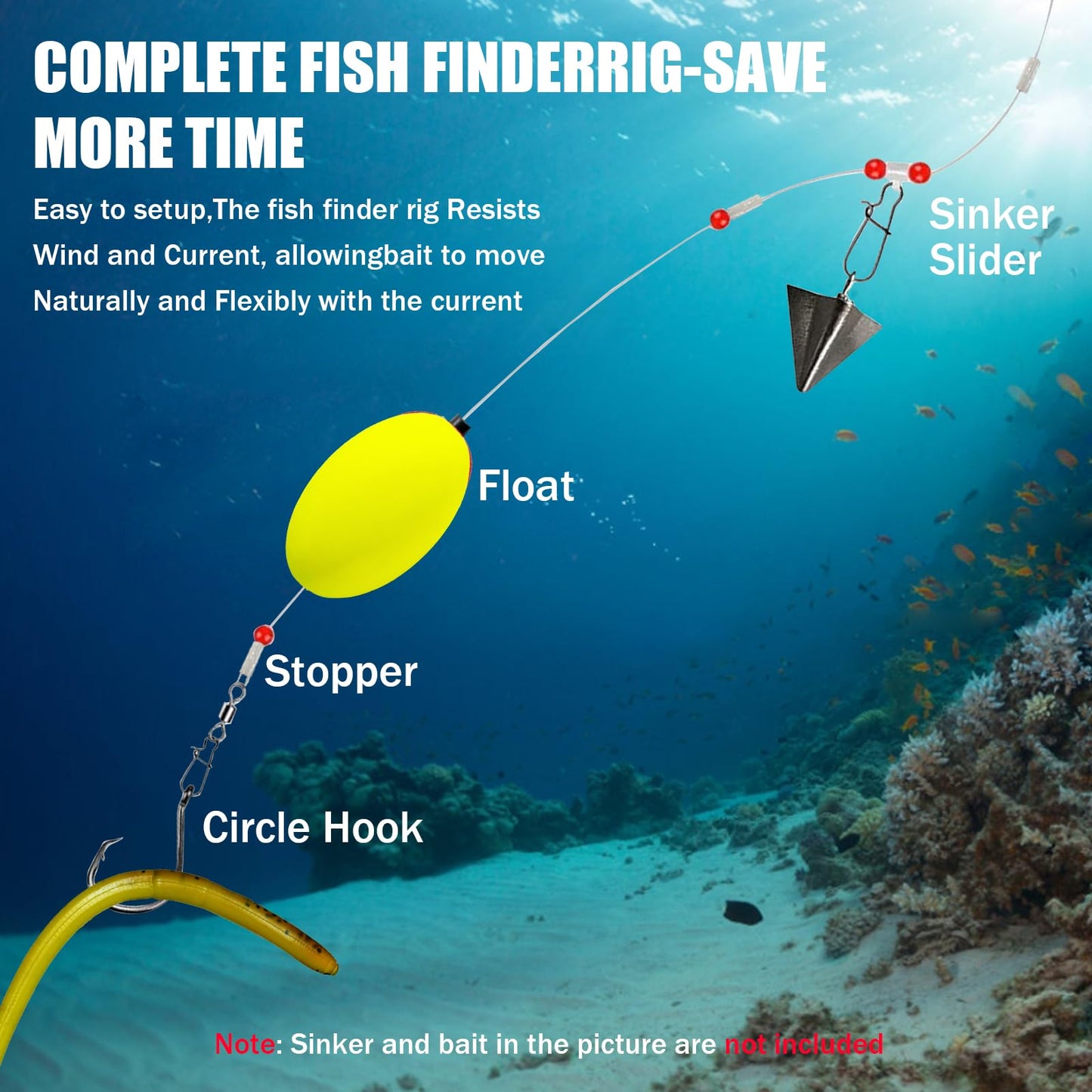 6 Pack Pompano Rigs for Surf Fishing, Fish Finder Rig with Float 20.5" Fishing Rigs Saltwater 90LB Surf Tackle for Flounder Perch Catfish Shark Bluefish Stripers 5/0 8/0 (8/0 Circle Hook)