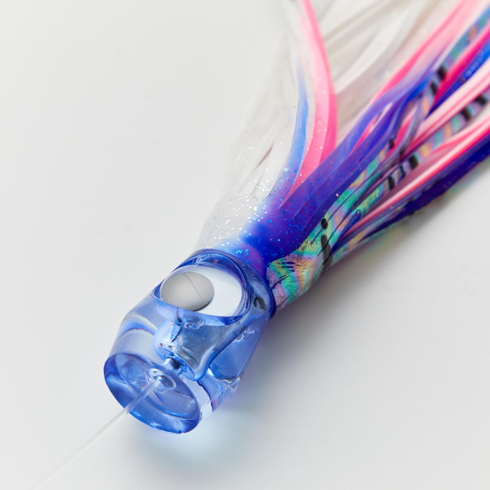 OCEAN CAT Teaser Chain Trolling Lure Saltwater Fishing Lure Bag with Circle Hook and Fishing Line Fully Rigged Teasers for Wahoo Tuna Marlin Mahi Mahi (#054-Blue+Pink, 6in+4.5in+6/0)