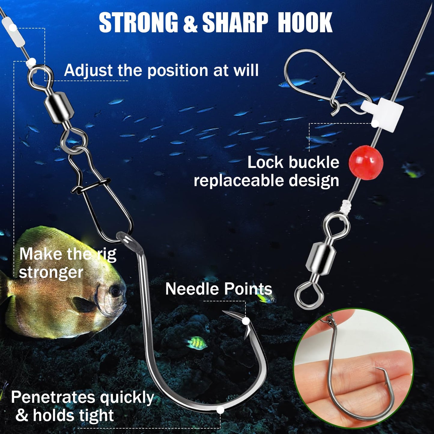 6 Pack Pompano Rigs for Surf Fishing, Fish Finder Rig with Float 20.5" Fishing Rigs Saltwater 90LB Surf Tackle for Flounder Perch Catfish Shark Bluefish Stripers 5/0 8/0 (8/0 Circle Hook)