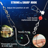 6 Pack Pompano Rigs for Surf Fishing, Fish Finder Rig with Float 20.5" Fishing Rigs Saltwater 90LB Surf Tackle for Flounder Perch Catfish Shark Bluefish Stripers 5/0 8/0 (8/0 Circle Hook)