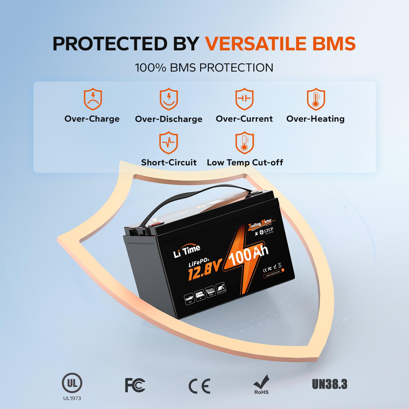 Litime 12V 100Ah Trolling Motor LiFePO4 Battery (Group 31), 12 Volt Lithium Battery with Low Temp Protection, Up to 15000 Deep Cycles, Built-in 100A BMS for Marine, Boat, RVs & Yacht