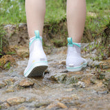 Kalkal Women's Deck Boots, Waterproof Ankle Rain Boots Fishing Boots with High Traction, Women's Rubber Boots For Gardening Fishing Boating Camping(Grey,Size8)