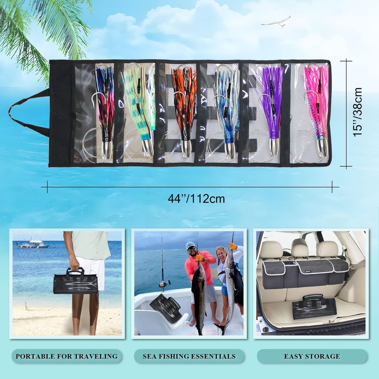 VIKETECH 6Pcs 12’’ 15oz Stainless Deep Sea Fishing Trolling Lure for Marlin Tuna Mahi Mahi Wahoo Sailfish Dolphin Saltwater Offshore Big Game Trolling Lures Included Mesh Bag