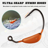 TRUSCEND Pre-Rigged Fishing Jigs, 1:50 Super Durable TPE Bass Fishing Lures, Well-Made Lifelike Soft Shrimp Swimbait, Weedless MarshSwamp Fishing Lure for Trout Crappie Walleye, Keep Separately!